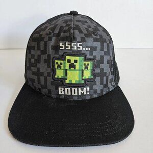 Official Minecraft Creeper SSSS Boom ! Black Trucker Ball Adjustable Cap